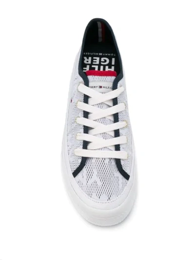Shop Tommy Hilfiger Jacquard Flatform Sneakers In White