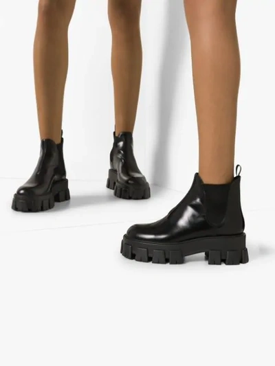 PRADA 55 CHUNKY CHELSEA BOOTS - 黑色