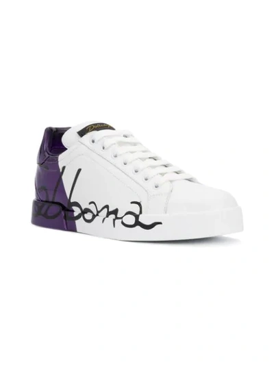 Shop Dolce & Gabbana Metallic Heel Sneakers In White