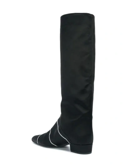 Shop Nina Ricci Crystal Embellished Tall Boots In Black