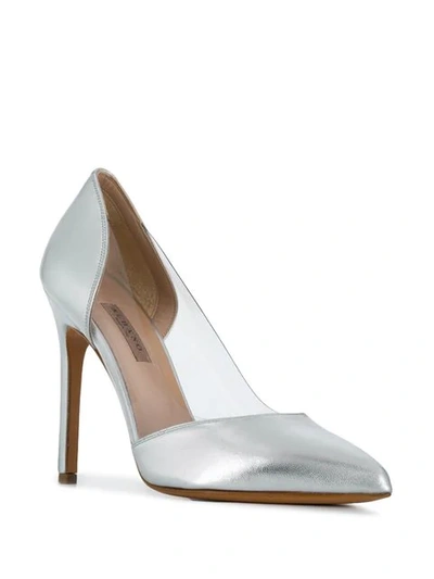 Shop Albano Metallic Pointed Pumps In Silver