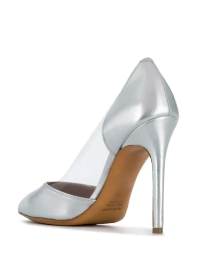 Shop Albano Metallic Pointed Pumps In Silver