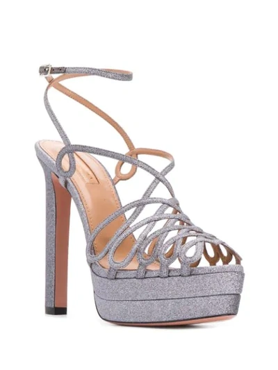 Shop Aquazzura Monroe Plateau 130 In Metallic