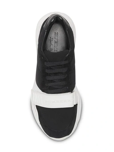 Shop Burberry Suede, Neoprene And Leather Sneakers In Black