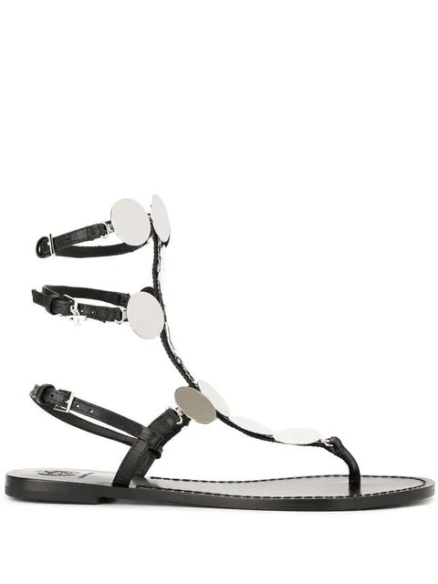 tory burch patos metallic disk gladiator sandal