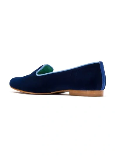 Shop Blue Bird Shoes Embroidered Velvet Koons Loafers In Blue