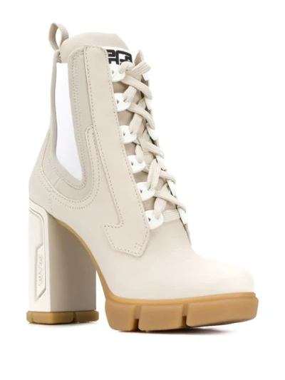 Shop Prada Stiefeletten Mit Logo-patches - Nude In Neutrals