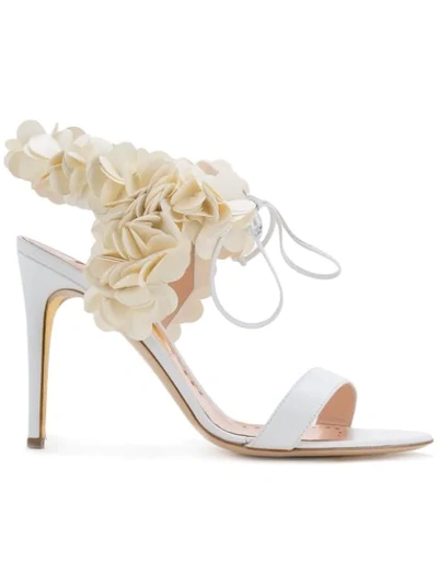 Shop Rupert Sanderson Floral Sandals - White