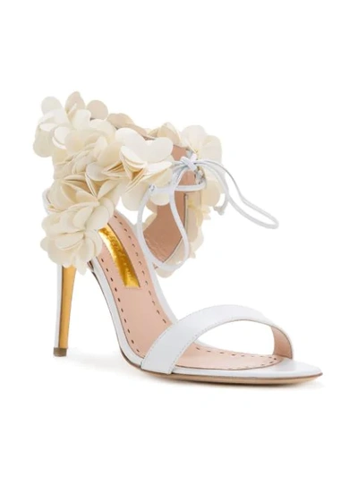 Shop Rupert Sanderson Floral Sandals - White