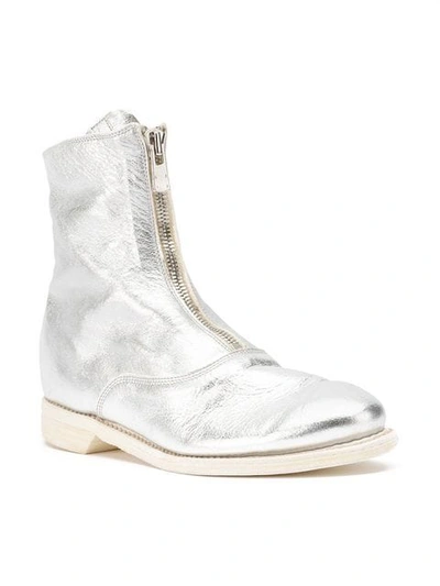 Shop Guidi Zipped Ankle Boots In Silver