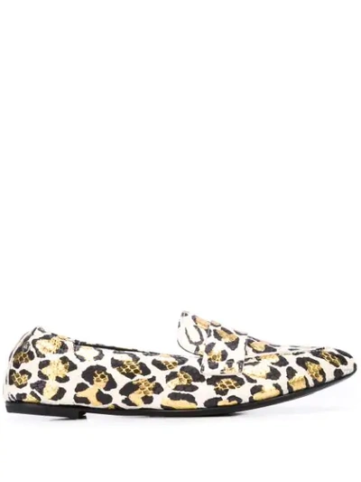 Shop Agl Attilio Giusti Leombruni Pointed Leopard Loafers In White ,multicolour