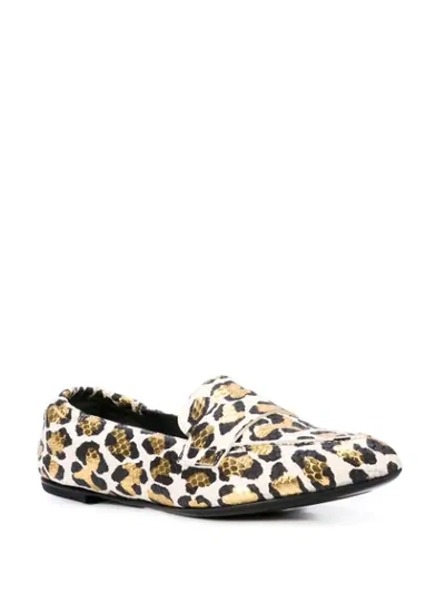 Shop Agl Attilio Giusti Leombruni Pointed Leopard Loafers In White ,multicolour