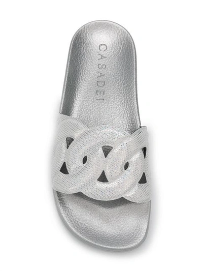 Shop Casadei Pool Slides In Grey