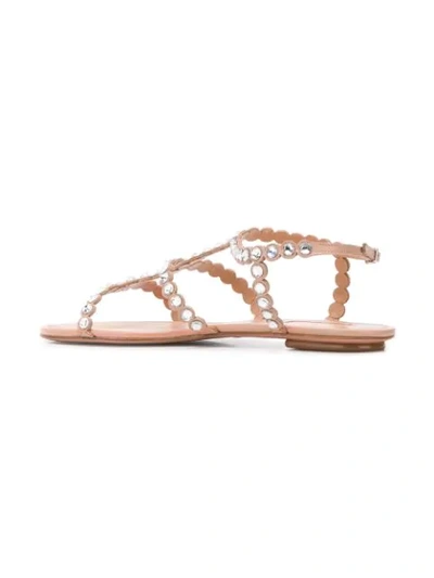 Shop Aquazzura Crystal Studs Sandals In Neutrals