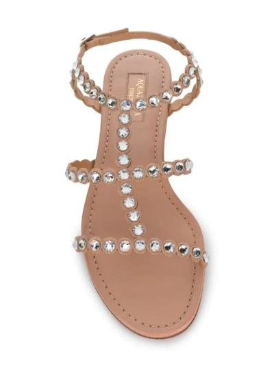 Shop Aquazzura Crystal Studs Sandals In Neutrals