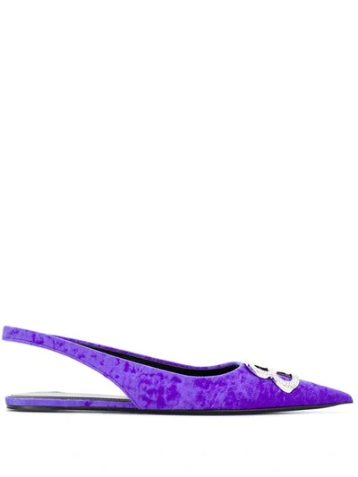 Shop Balenciaga Bb Slingback Flats In Purple