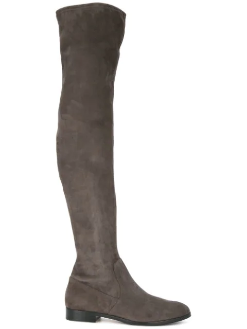 grey thigh high boots flat
