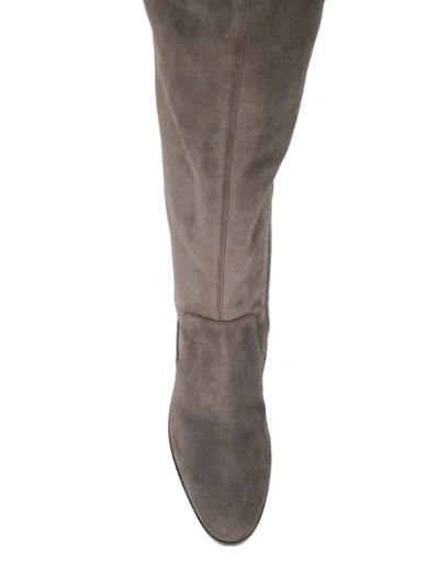 Shop Sergio Rossi Flat Thigh High Boots In Grey