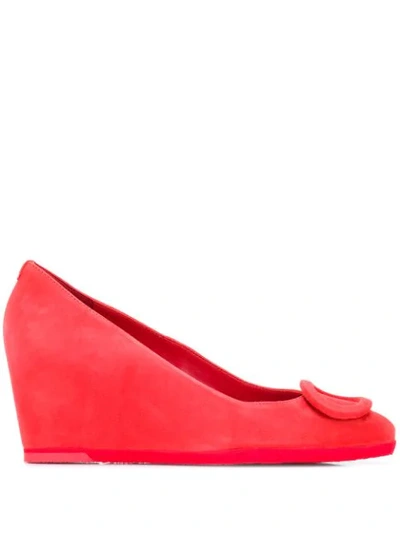 Shop Hogl Buckle Wedge Pumps In Red