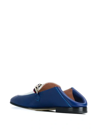 Shop Pollini Blue Leather Loafer