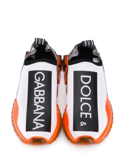 Shop Dolce & Gabbana Jersey Slip-on Trainers In 8r155 Bianco Arancio Fluo