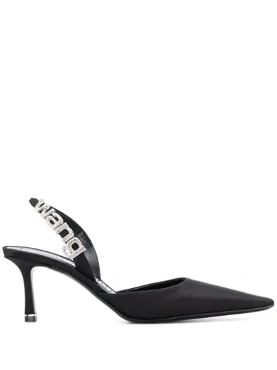 Shop Alexander Wang Grace Satin Slingbacks In Black