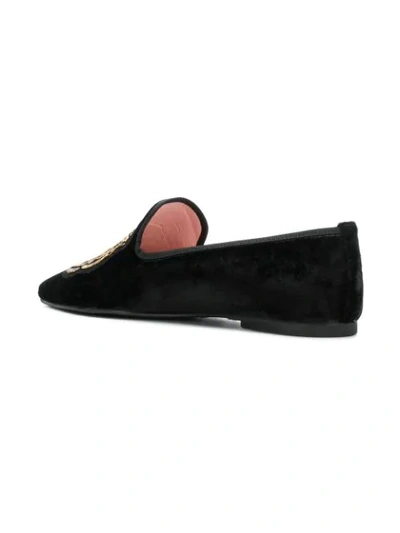 Shop Pretty Ballerinas Embroidered Pointed Loafers In Black