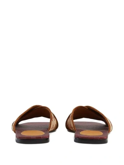 Shop Gucci Monogram Sandals In Brown