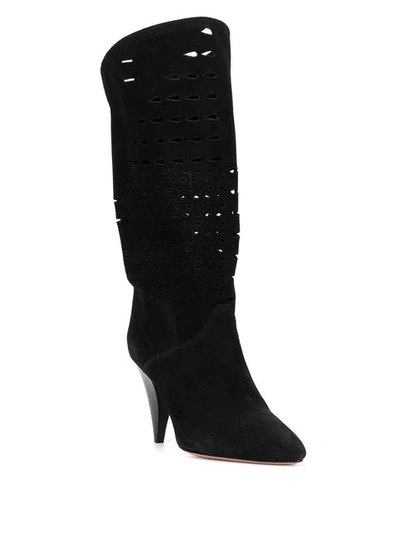 Shop Isabel Marant Embroidered Pointed Boots In Black 01bk