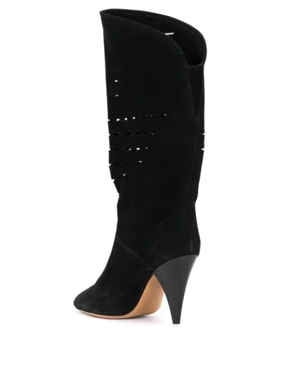 Shop Isabel Marant Embroidered Pointed Boots In Black 01bk