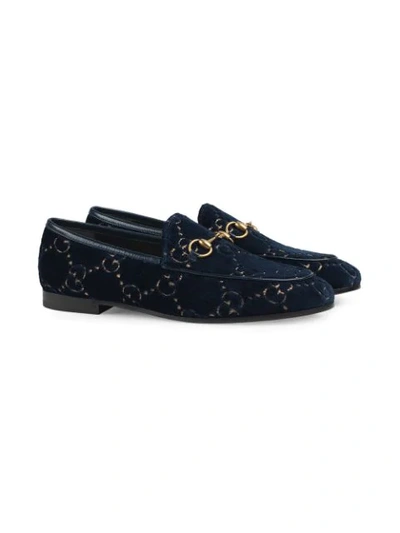 Shop Gucci Jordaan Gg Velvet Loafer In Blue