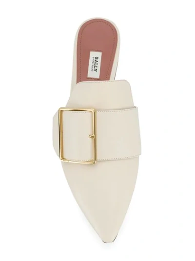Shop Bally Buckled Front Mules In Neutrals