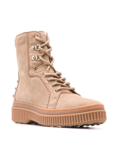 Shop Tod's Military Boots In Neutrals