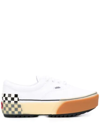 Shop Vans Platform Check Detail Stacked Sneakers In Whitecheck