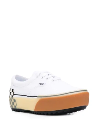 Shop Vans Platform Check Detail Stacked Sneakers In Whitecheck