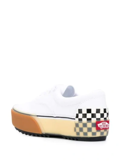 Shop Vans Platform Check Detail Stacked Sneakers In Whitecheck