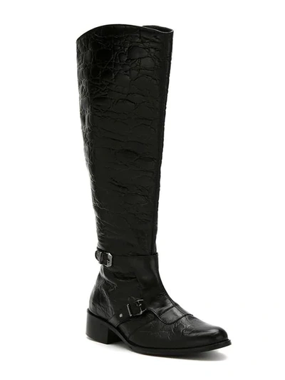 Shop Mara Mac Textured Leather Boots In Black
