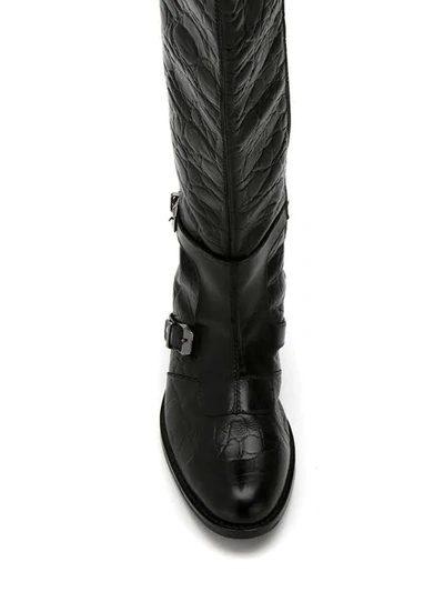 Shop Mara Mac Textured Leather Boots In Black