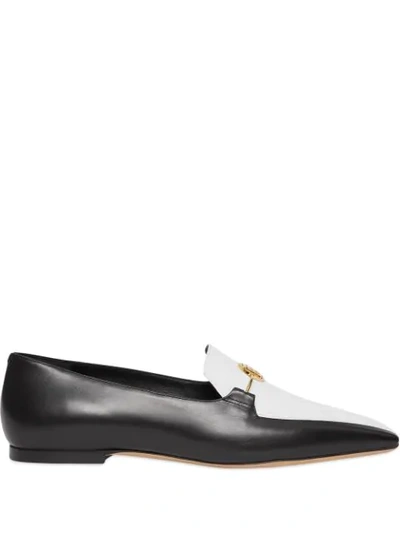 Shop Burberry Monogram Motif Two-tone Leather Loafers In Black