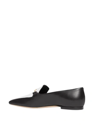 Shop Burberry Monogram Motif Two-tone Leather Loafers In Black