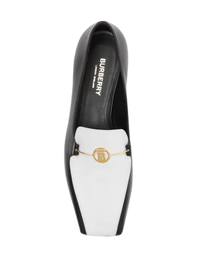 Shop Burberry Monogram Motif Two-tone Leather Loafers In Black