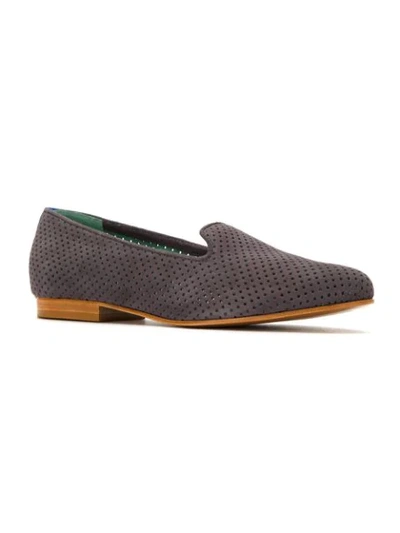 Shop Blue Bird Shoes Perforated Suede Loafers In Grey