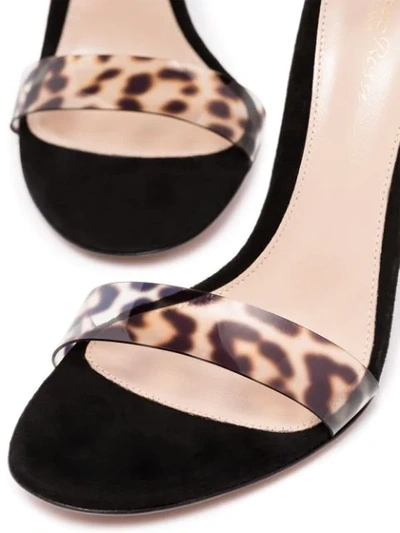 Shop Gianvito Rossi Black And Leopard Print Portofino 105 Suede Sandals