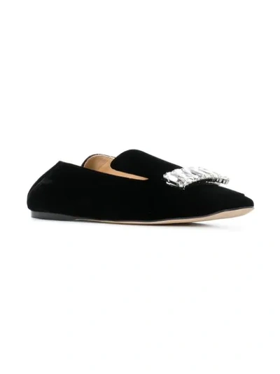 Shop Sergio Rossi Crystal Jewelled Loafers - Black