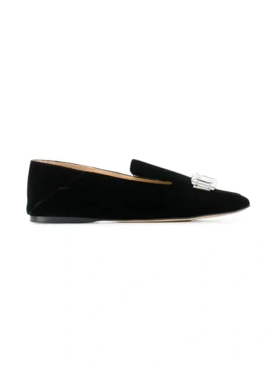 Shop Sergio Rossi Crystal Jewelled Loafers - Black