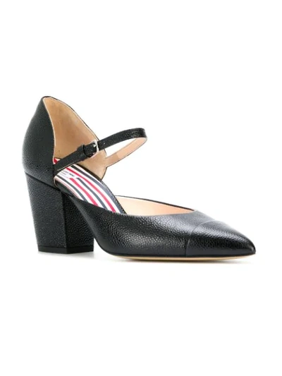 Shop Thom Browne Mid-block D'orsay Heel In Pebble Grain Leather In Black