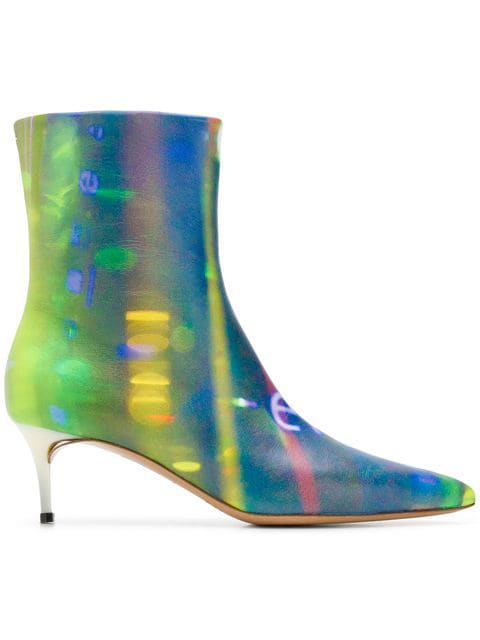 blue kitten heel boots
