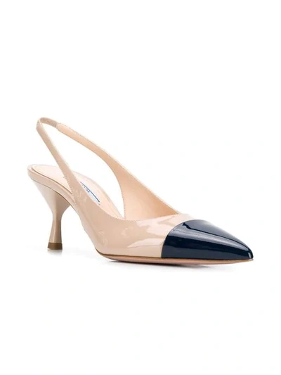 Shop Prada Slingback Pumps In F0eg2 Travertino + Royal