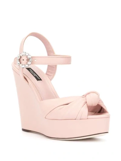Shop Dolce & Gabbana Knot Wedge Sandals In Pink