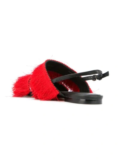 Shop Mara & Mine Layered Fringe Sandals In Red